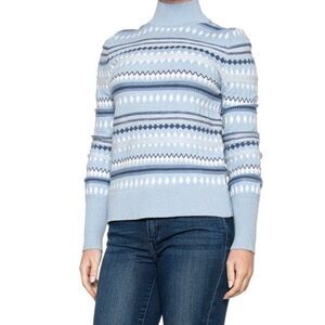 Aspen womens Fair Isle Funnel Neck Sweater Ribber collar long sleeve size L new